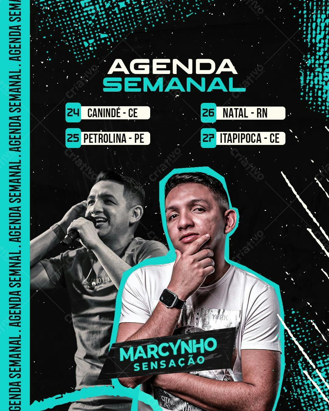 Flyer Agenda Semanal Marvynho Sensação PSD Editável