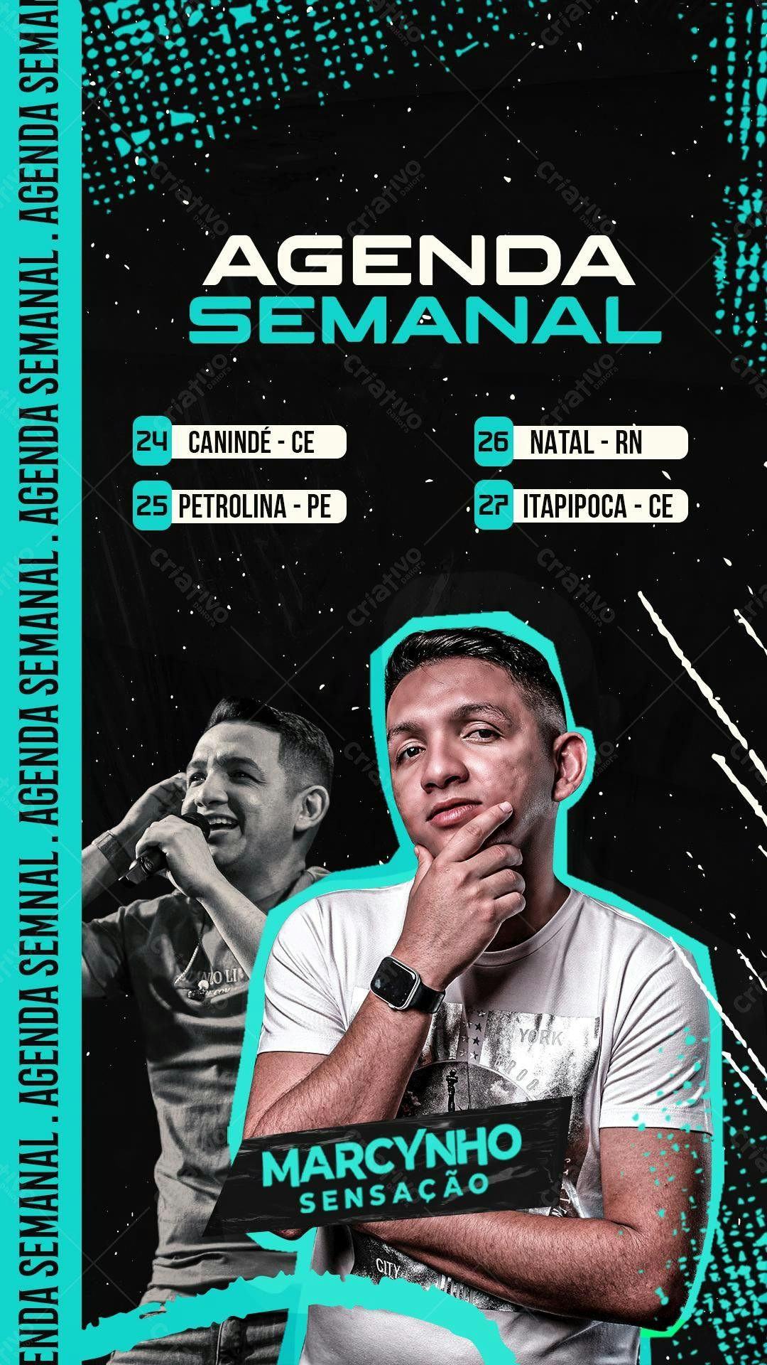 Flyer Agenda Semanal Marvynho Sensação PSD Editável
