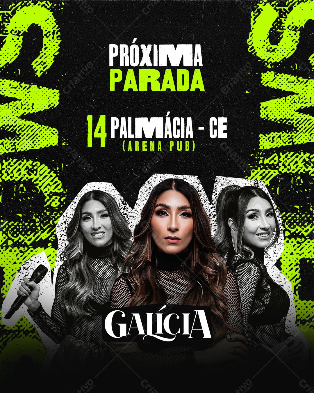 Flyer para Show Galícia em Palmácia PSD Editável