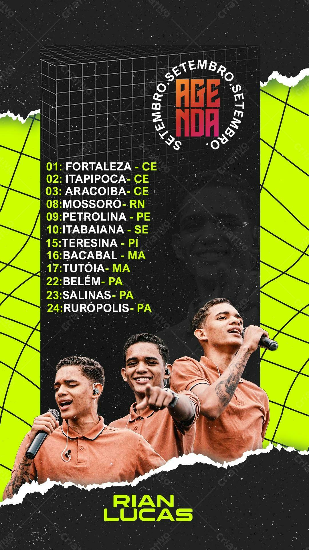 Flyer Rian Lucas Turnê Setembro PSD Editável