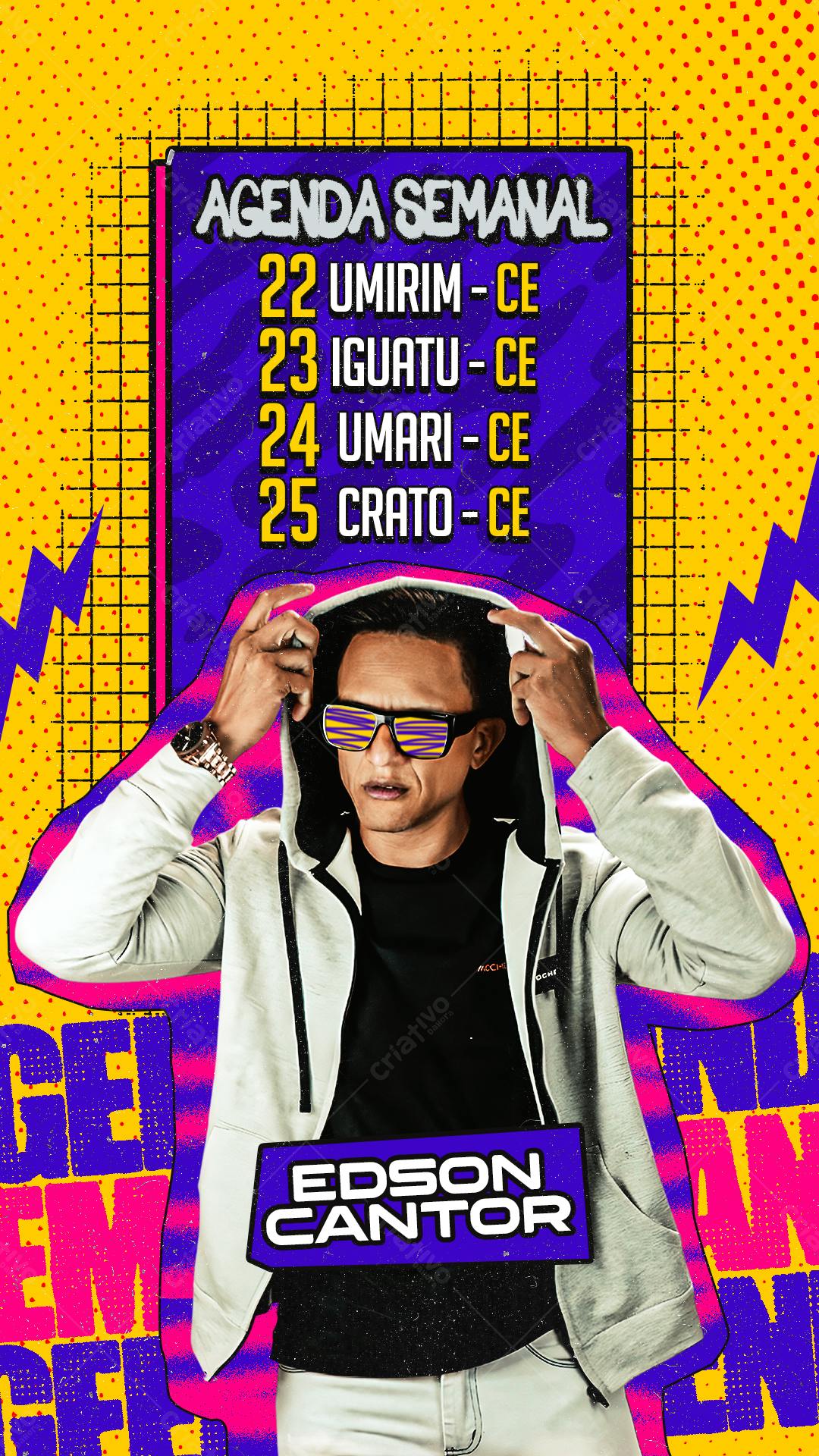 Flyer Agenda Semanal Edson Cantor PSD Editável