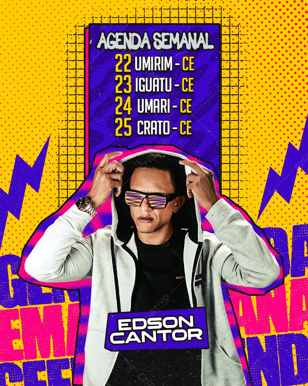 Flyer Agenda Semanal Edson Cantor PSD Editável