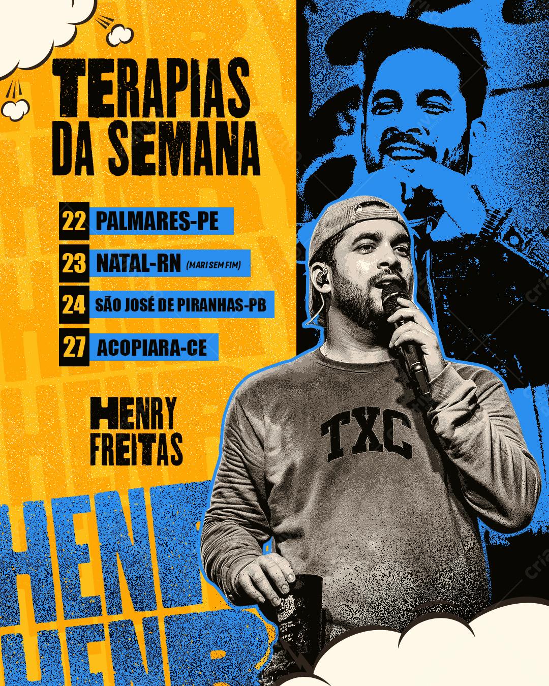 Flyer para Tour Terapias da Semana Henry Freitas PSD Editável