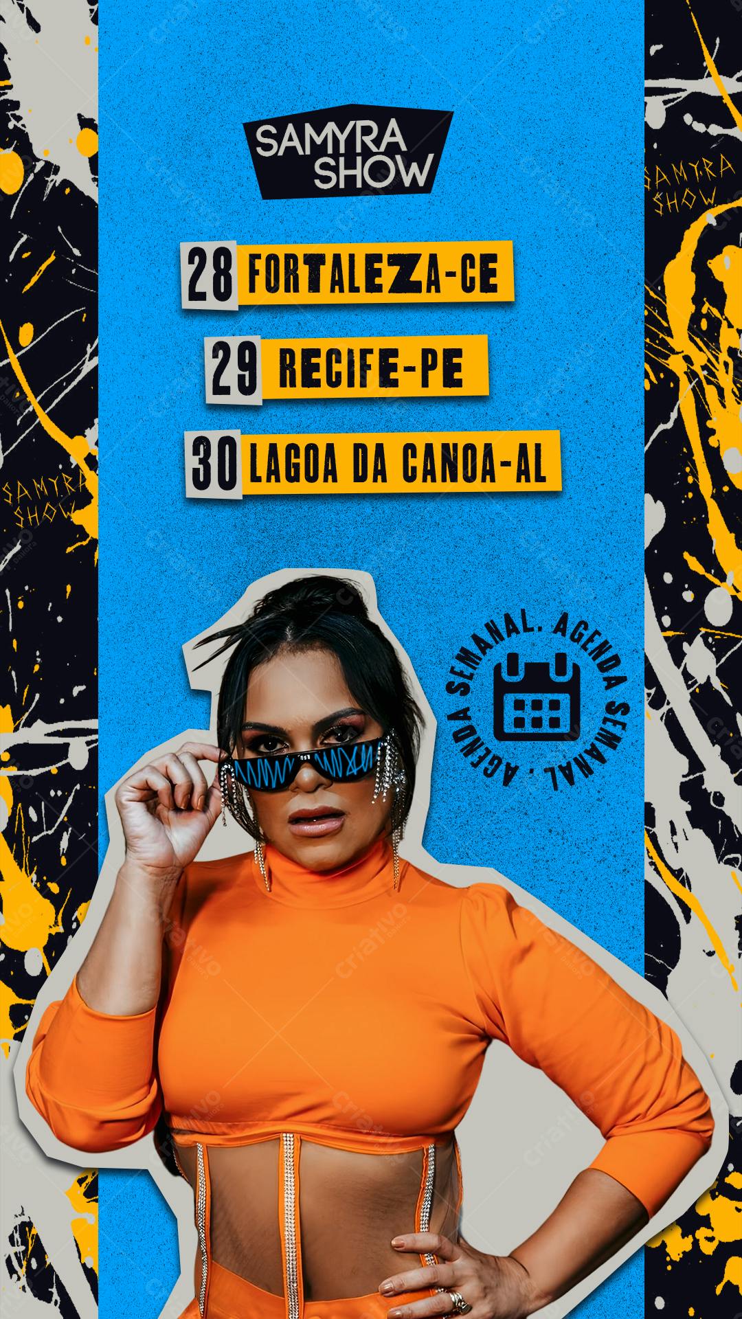 Flyer Samyra Show Turnê Nordeste PSD Editável