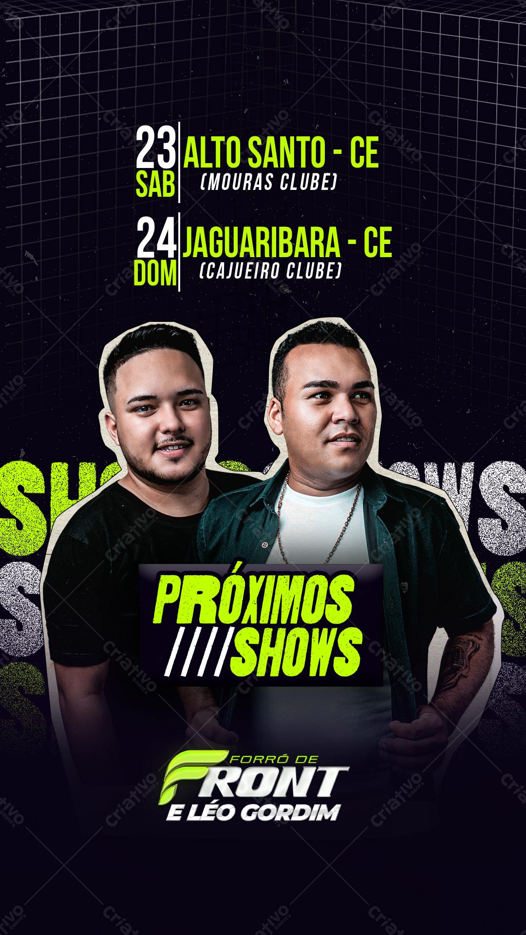 Flyer para Shows Forró de Front e Léo Gordim PSD Editável