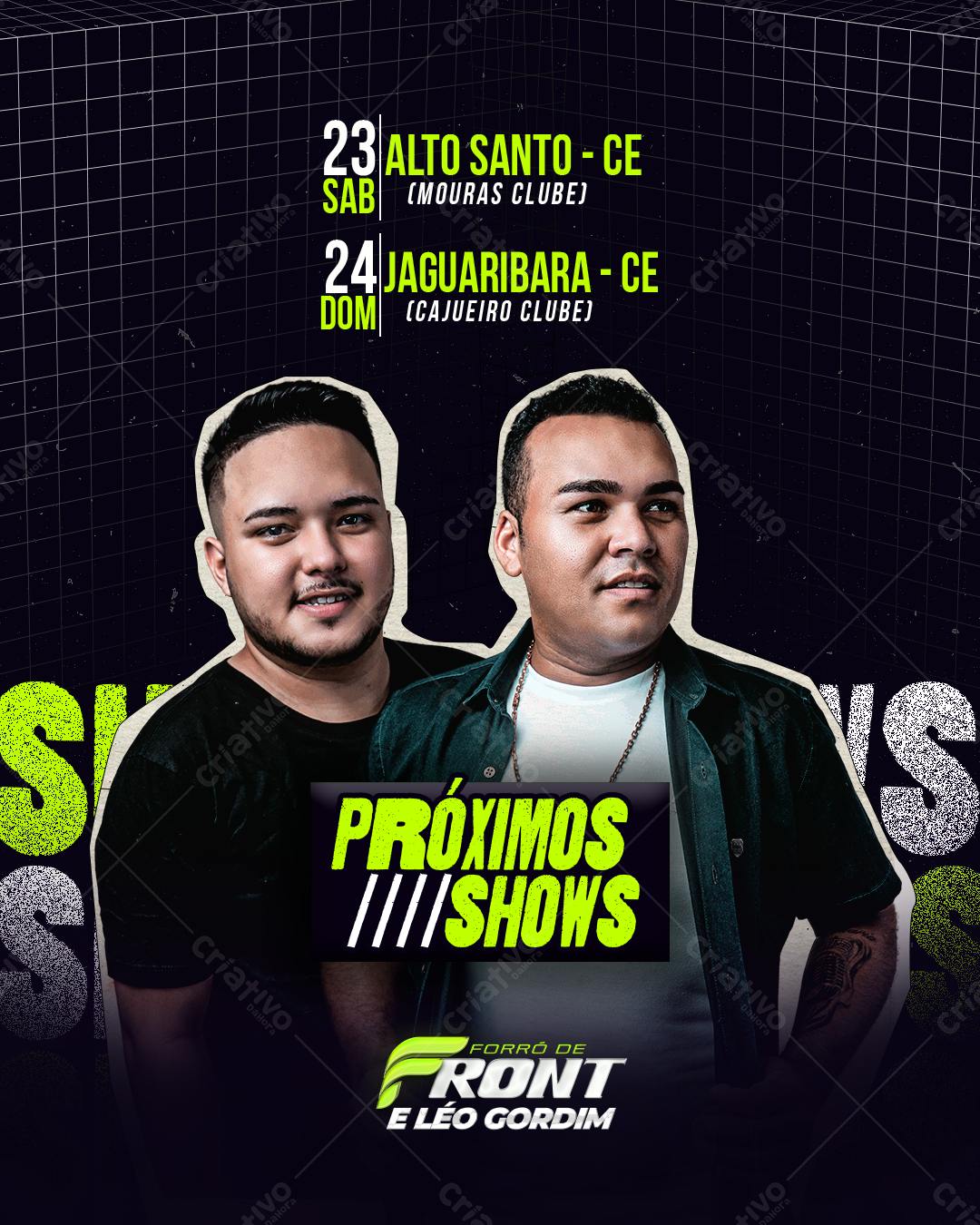 Flyer Shows Forró de Front e Léo Gordim PSD Editável