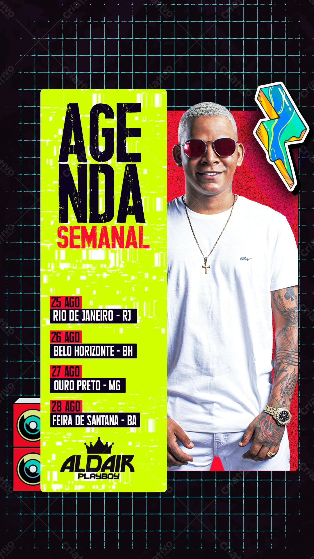 Flyer Agenda Semanal Aldair Playboy PSD Editável