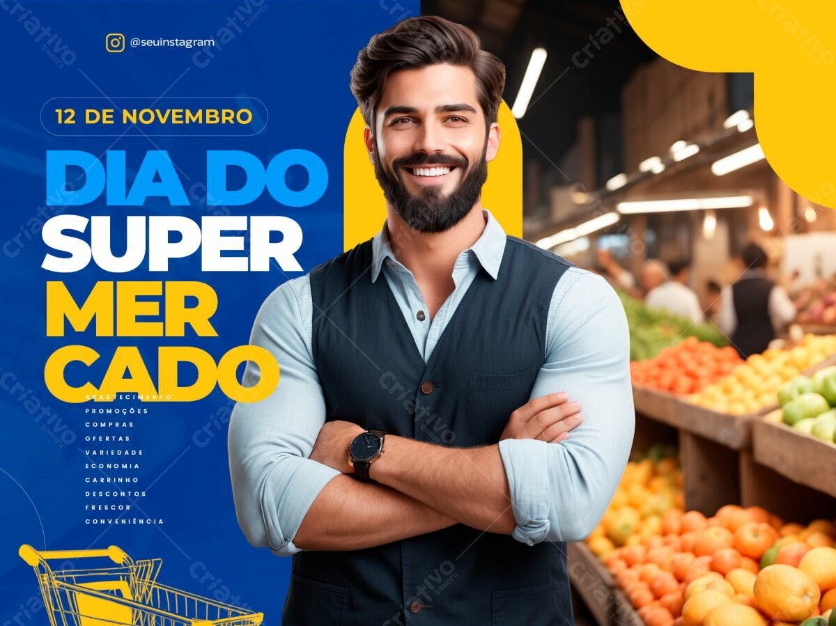 Flyer Dia do Supermercado PSD Editável