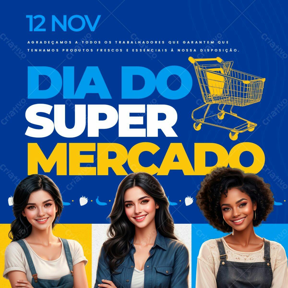 Flyer Dia do Supermercado PSD Editável