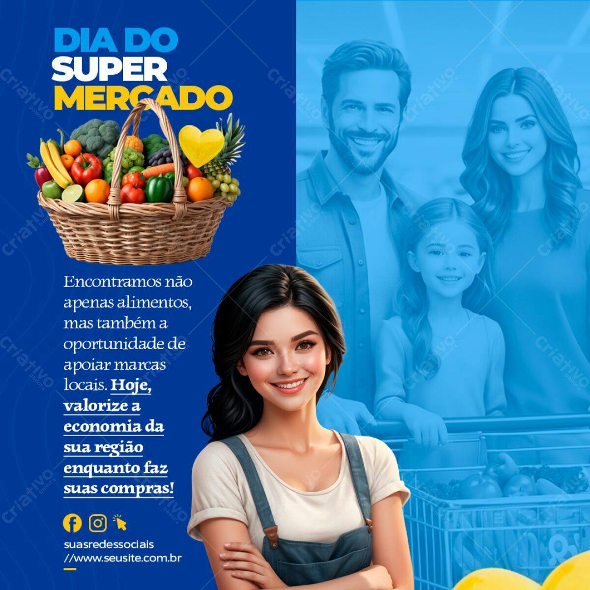 Flyer Dia do Supermercado PSD Editável