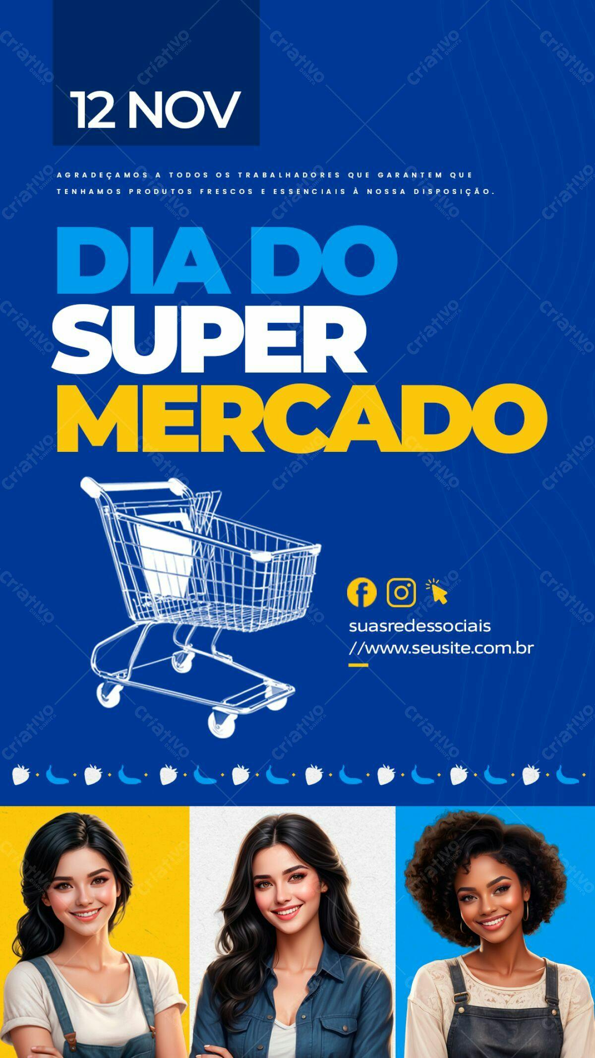 Flyer Dia do Supermercado PSD Editável