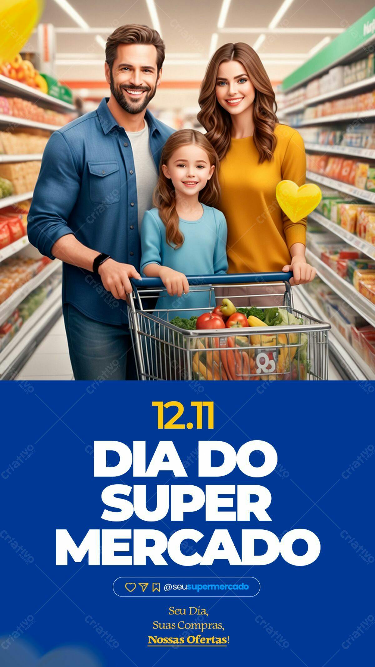 Flyer Dia do Supermercado PSD Editável
