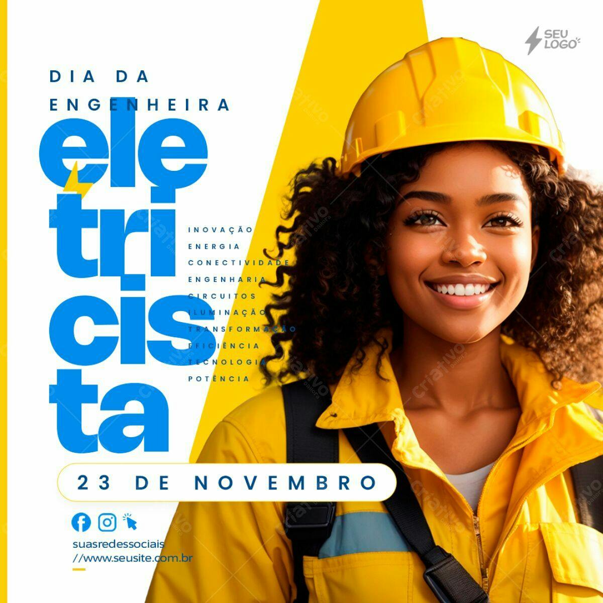 Flyer Dia da Engenheira Eletricista PSD Editável