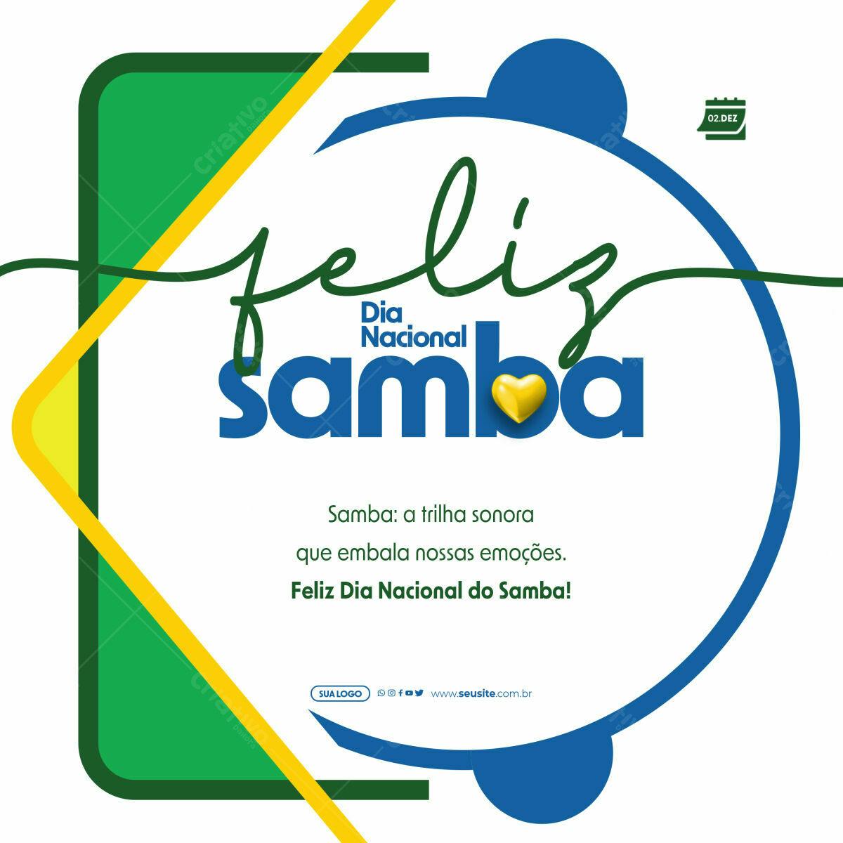 Post para Dia Nacional do Samba PSD Editável