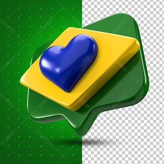 Elemento 3d para composição like bandeira do brasil