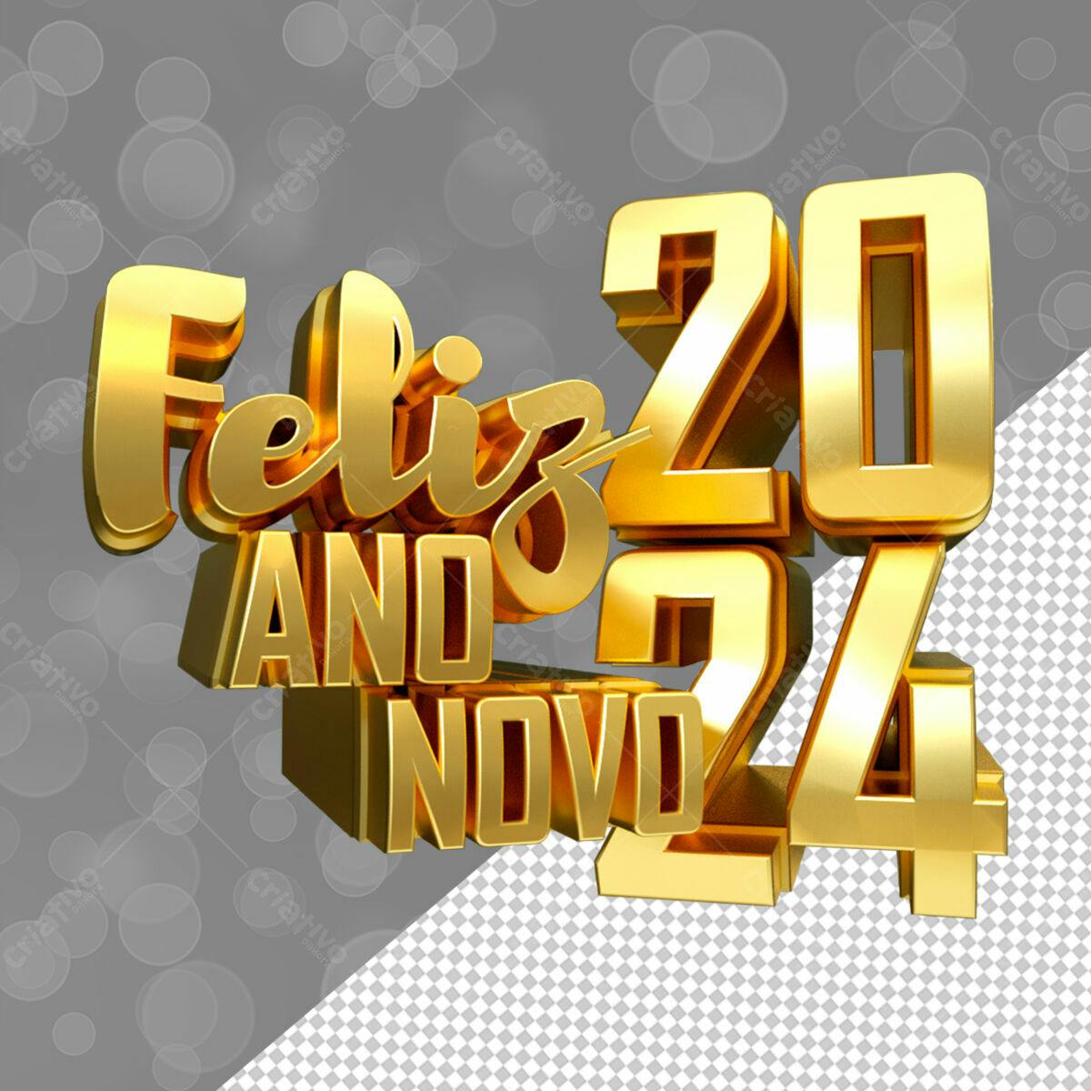 Arte Feliz Ano Novo 2024 PSD Editável
