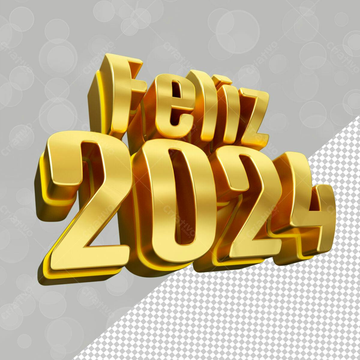 Feliz 2024! Arte para Ano Novo PSD Editável