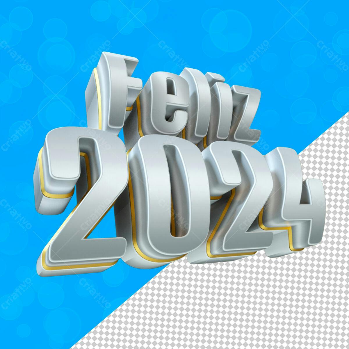 Feliz 2024 PSD para Brindes de Ano Novo
