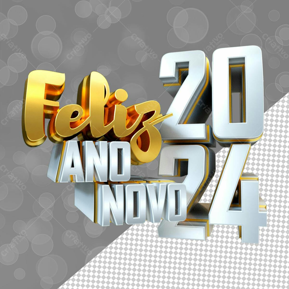 Feliz Ano Novo 2024 PSD Editável