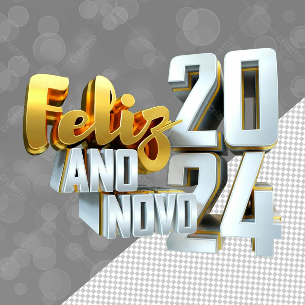 SELO 3D FELIZ ANO NOVO 2024