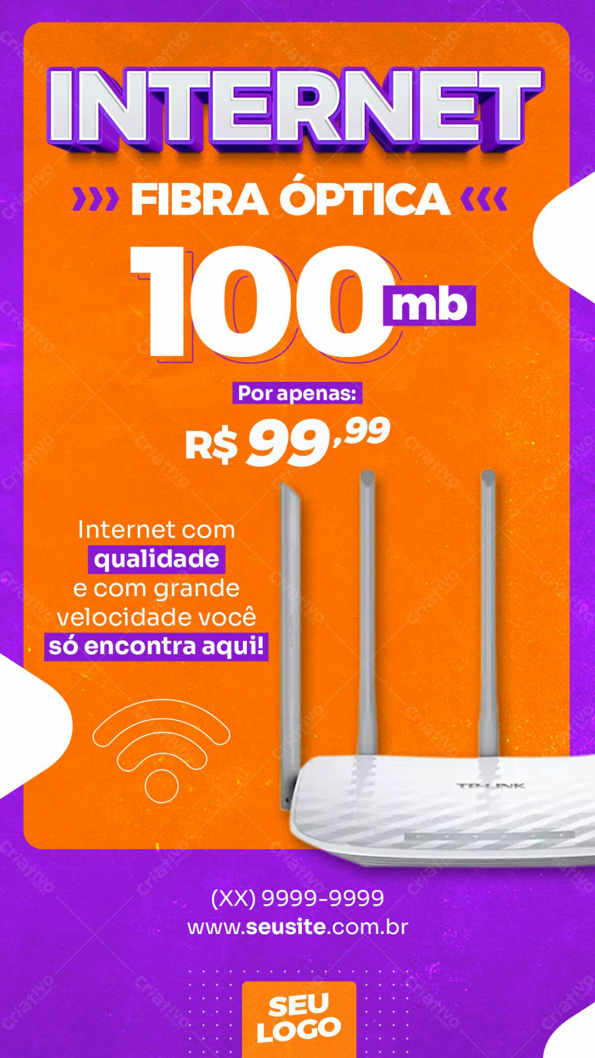 Flyer Internet Fibra Ótica 100mb PSD Editável