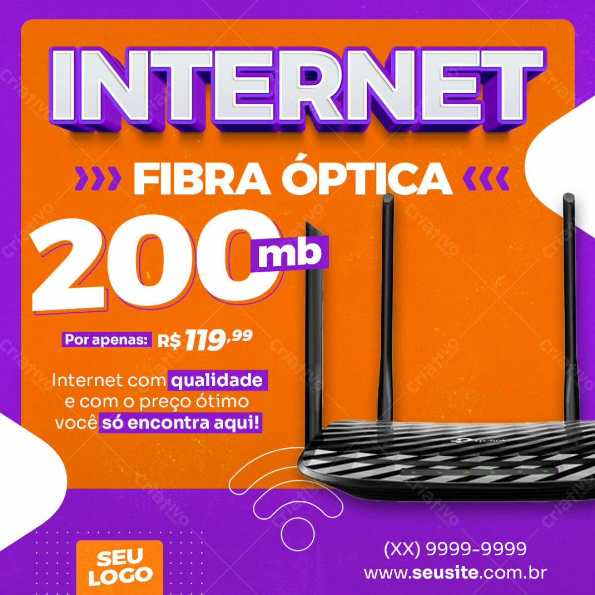 Flyer Internet Fibra Ótica 200mb PSD Editável