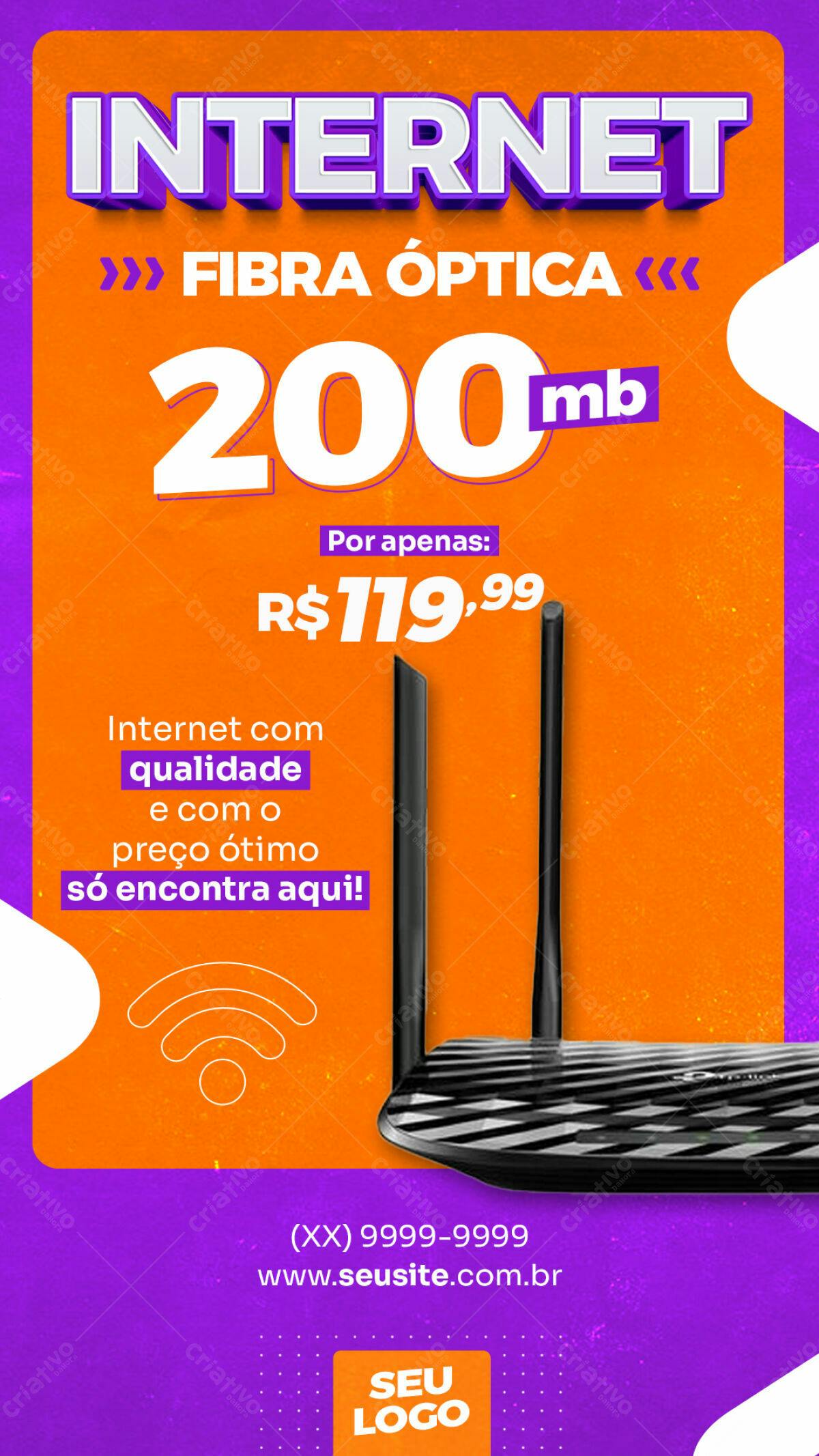 Flyer Promoção Internet Fibra Ótica 200mb PSD Editável