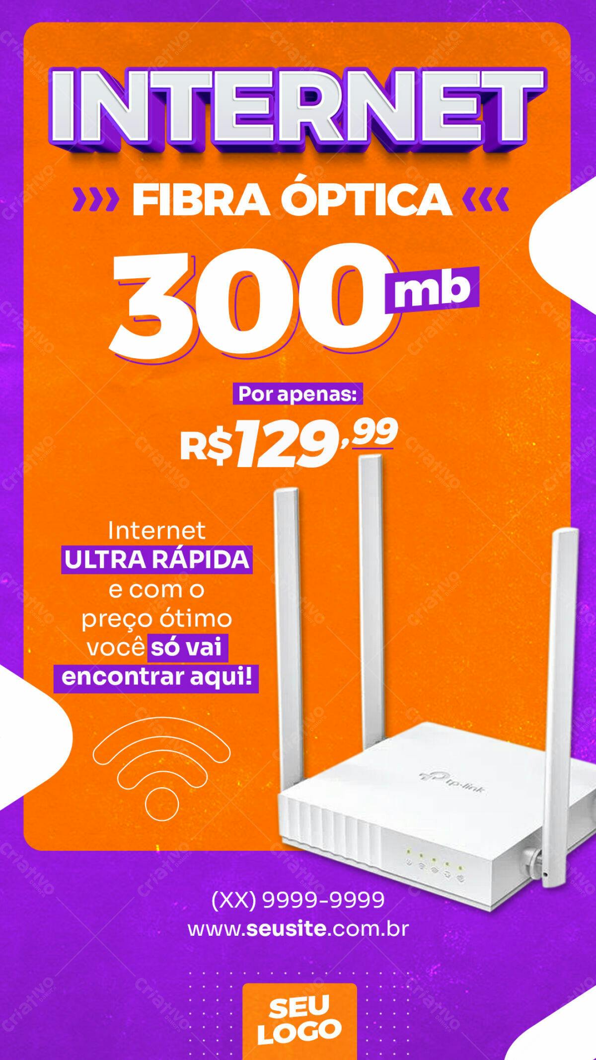 Flyer Internet Fibra Ótica 300mb PSD Editável
