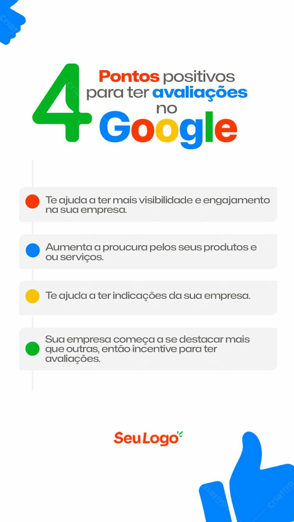 Infográfico 4 Pontos Positivos Google Reviews PSD Editável