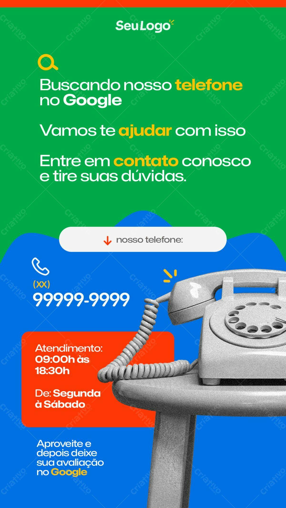 Flyer para Contato Google PSD Editável