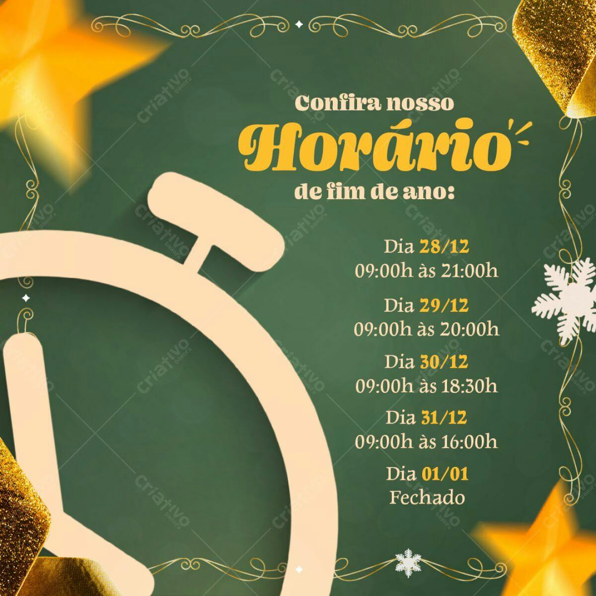 Horários de Fim de Ano PSD Editável