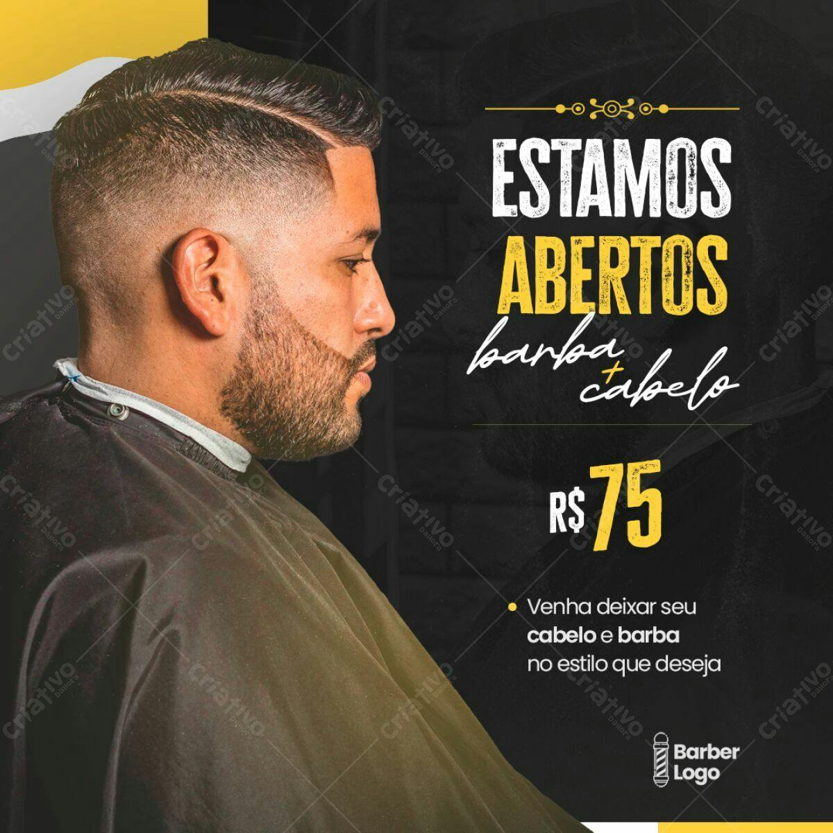 Flyer Barbeiro R$75 PSD Editável