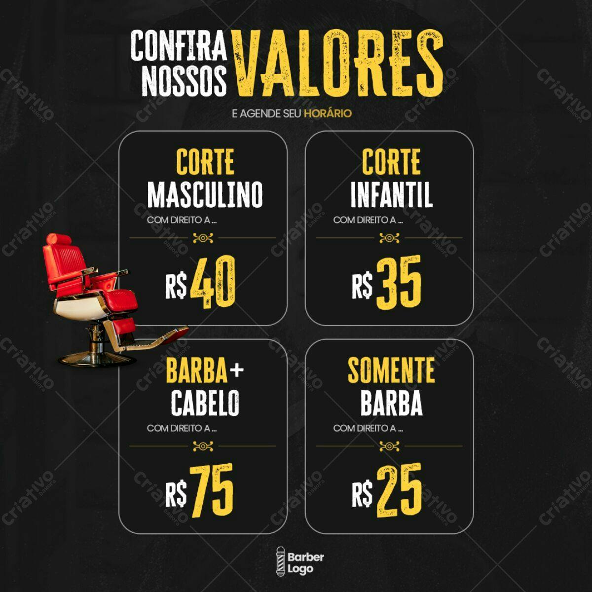 Post para Barbearia PSD Editável