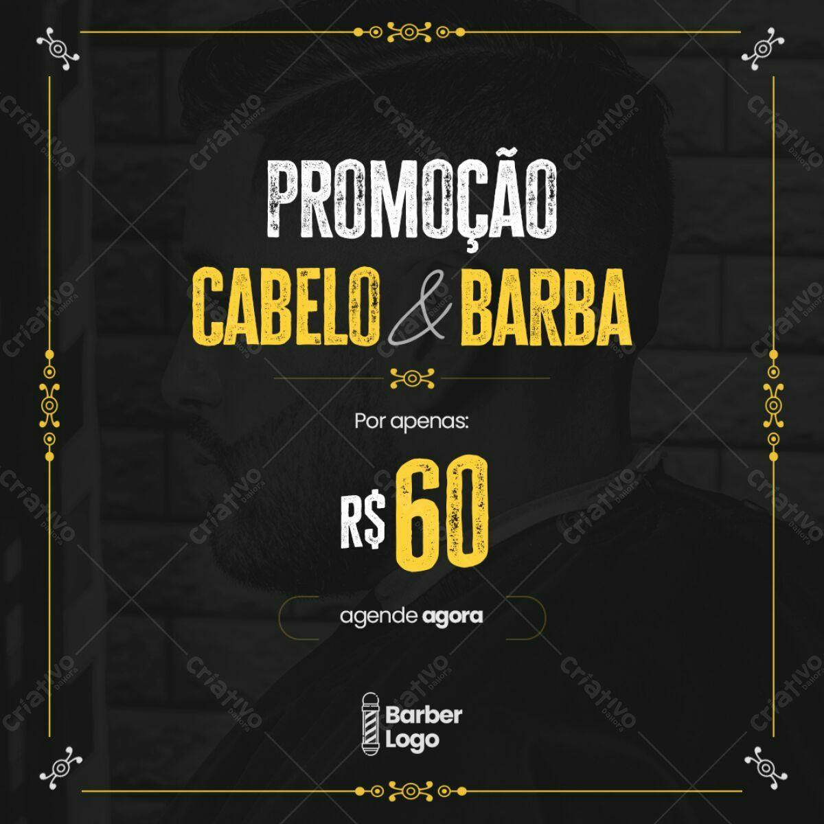 Flyer Promoção Cabelo e Barba R$60 PSD Editável