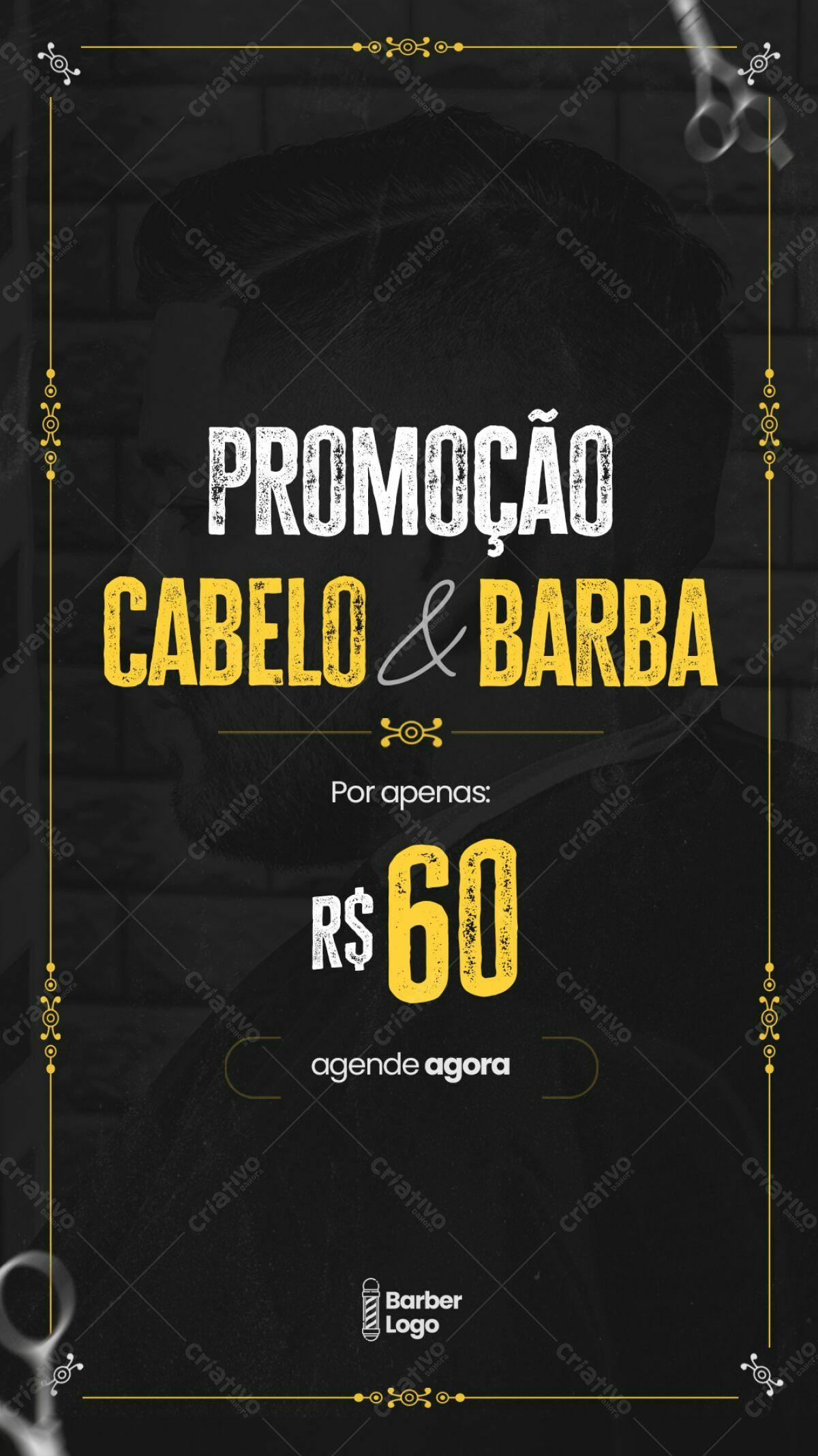 Flyer Promoção Cabelo & Barba R$60 PSD Editável
