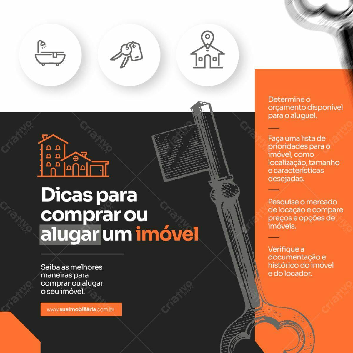 Flyer Dicas para Comprar ou Alugar Imóvel PSD Editável