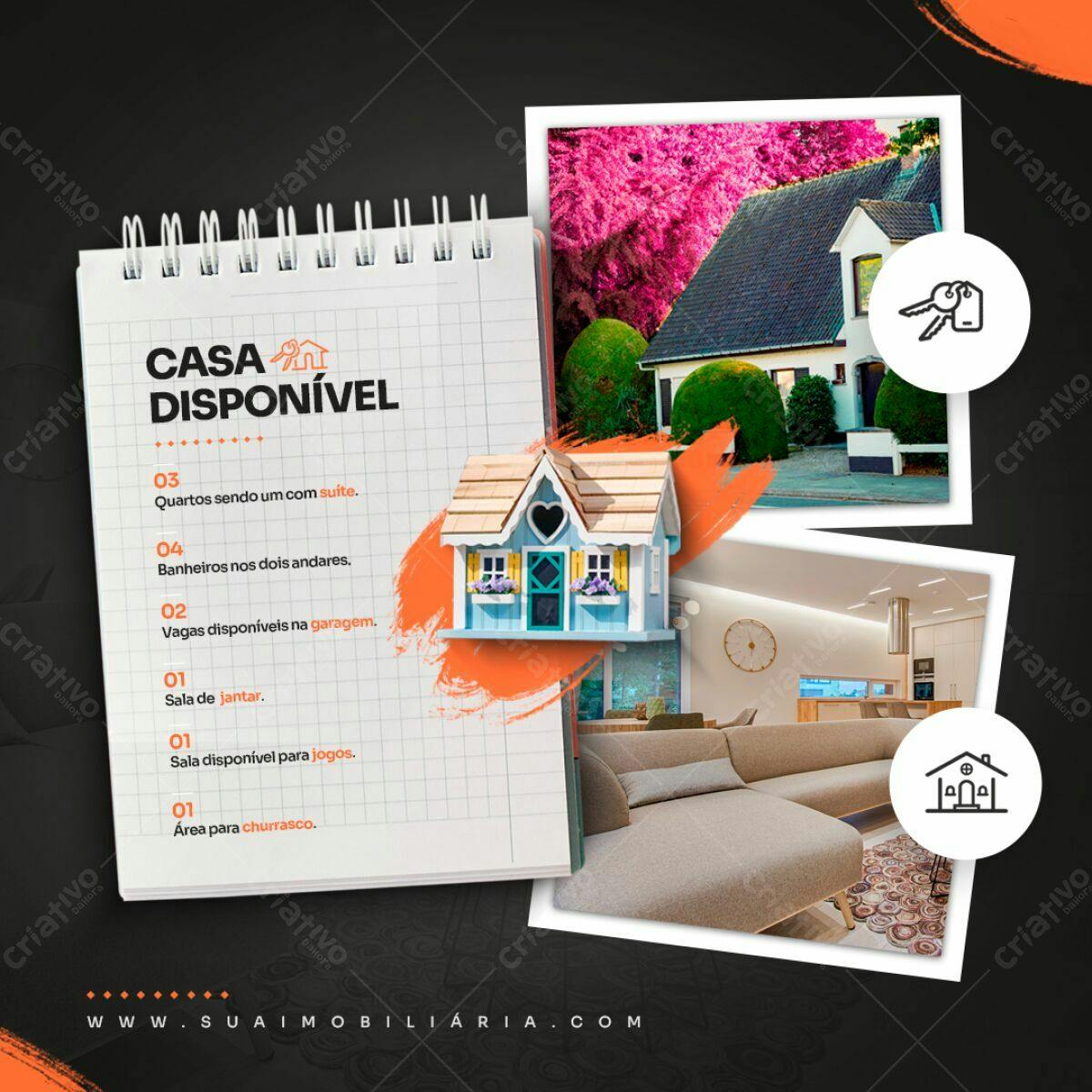 Postagem Imobiliária Casa Disponível PSD Editável