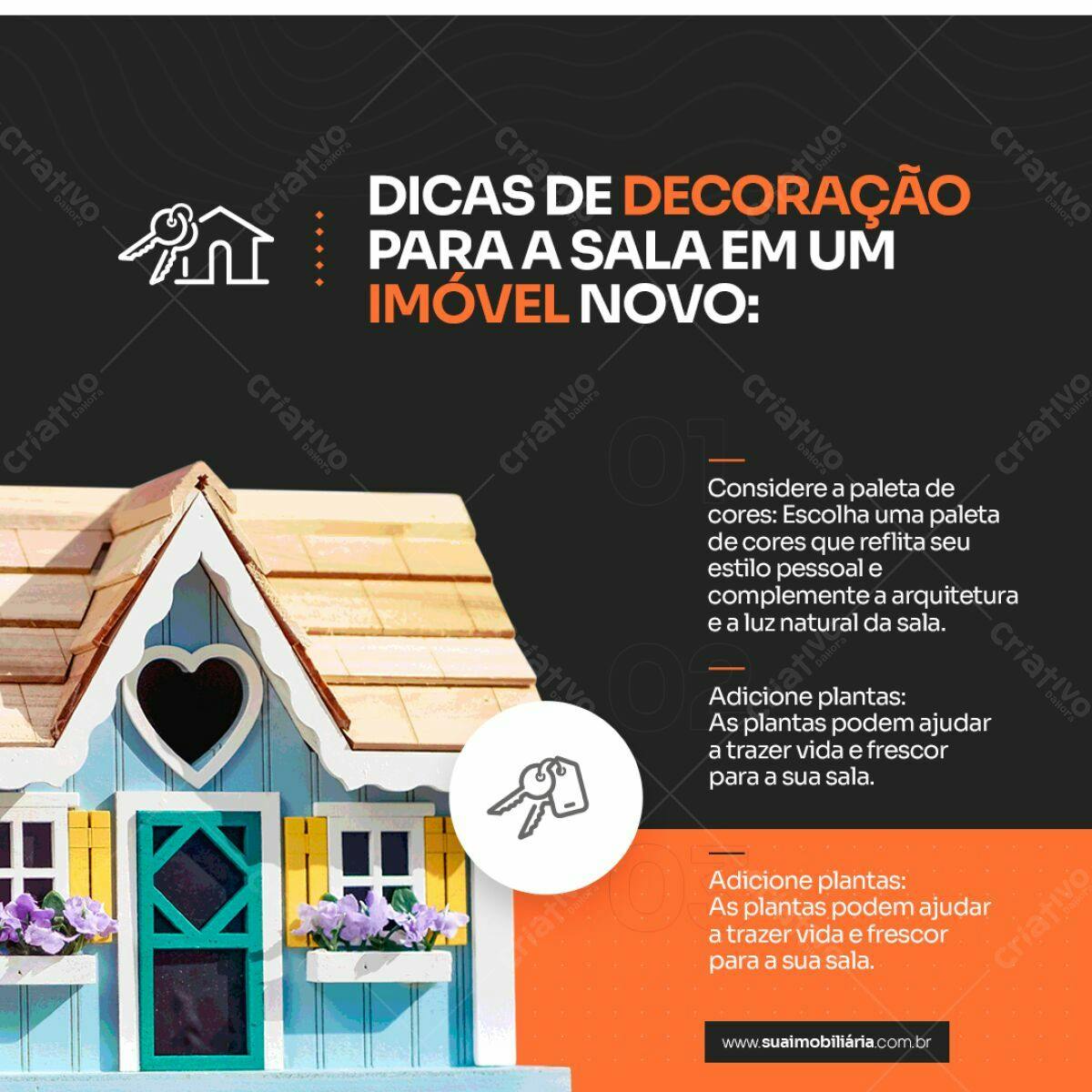 Postagem Instagram Dicas Decoração Sala PSD Editável