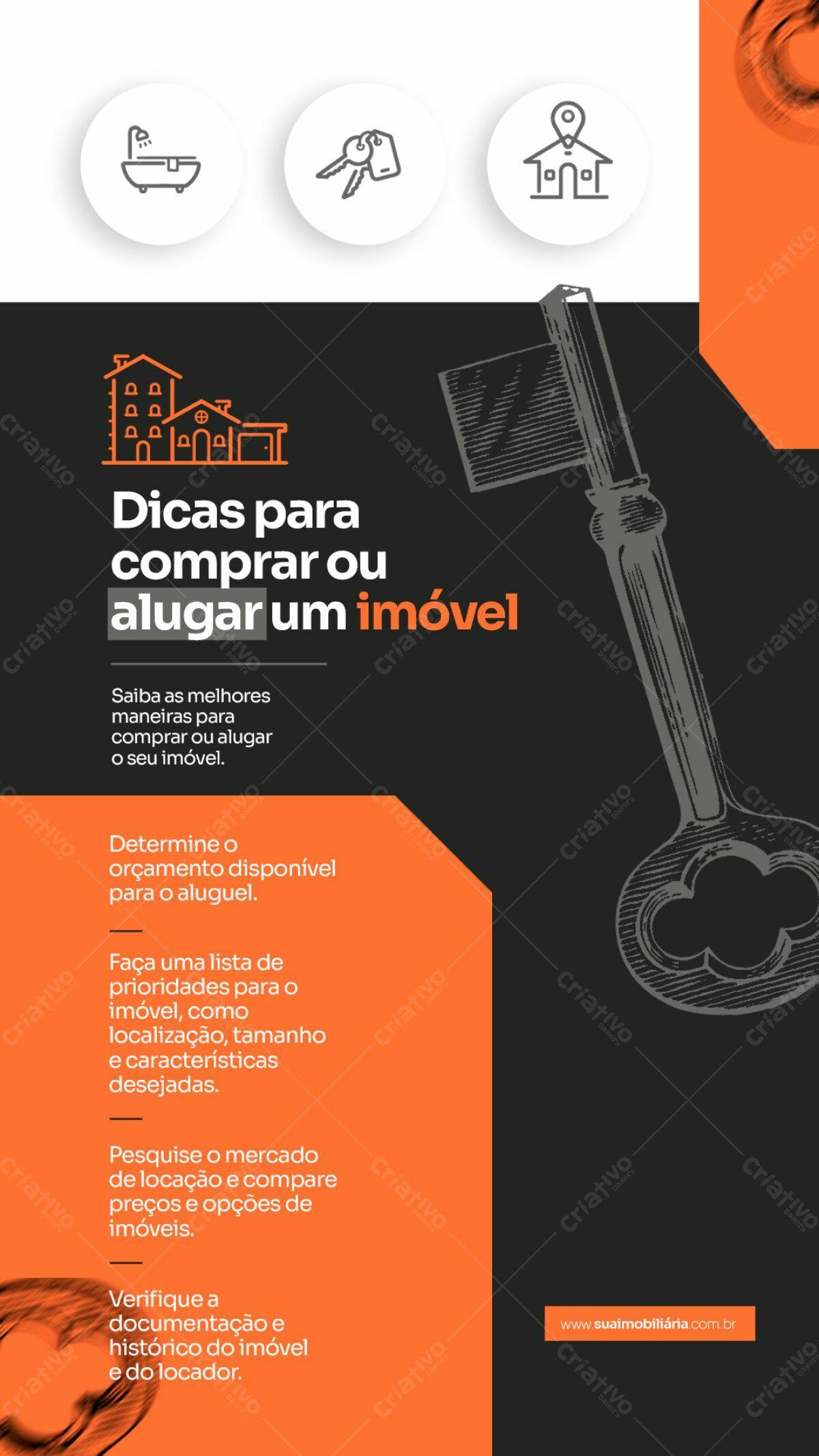 Flyer Dicas para Comprar ou Alugar Imóvel PSD Editável