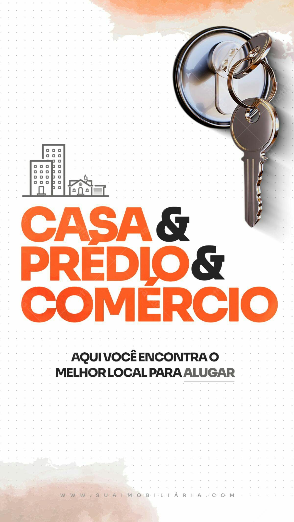 Flyer Imobiliária Aluguel de Casas, Prédios e Comércio PSD Editável