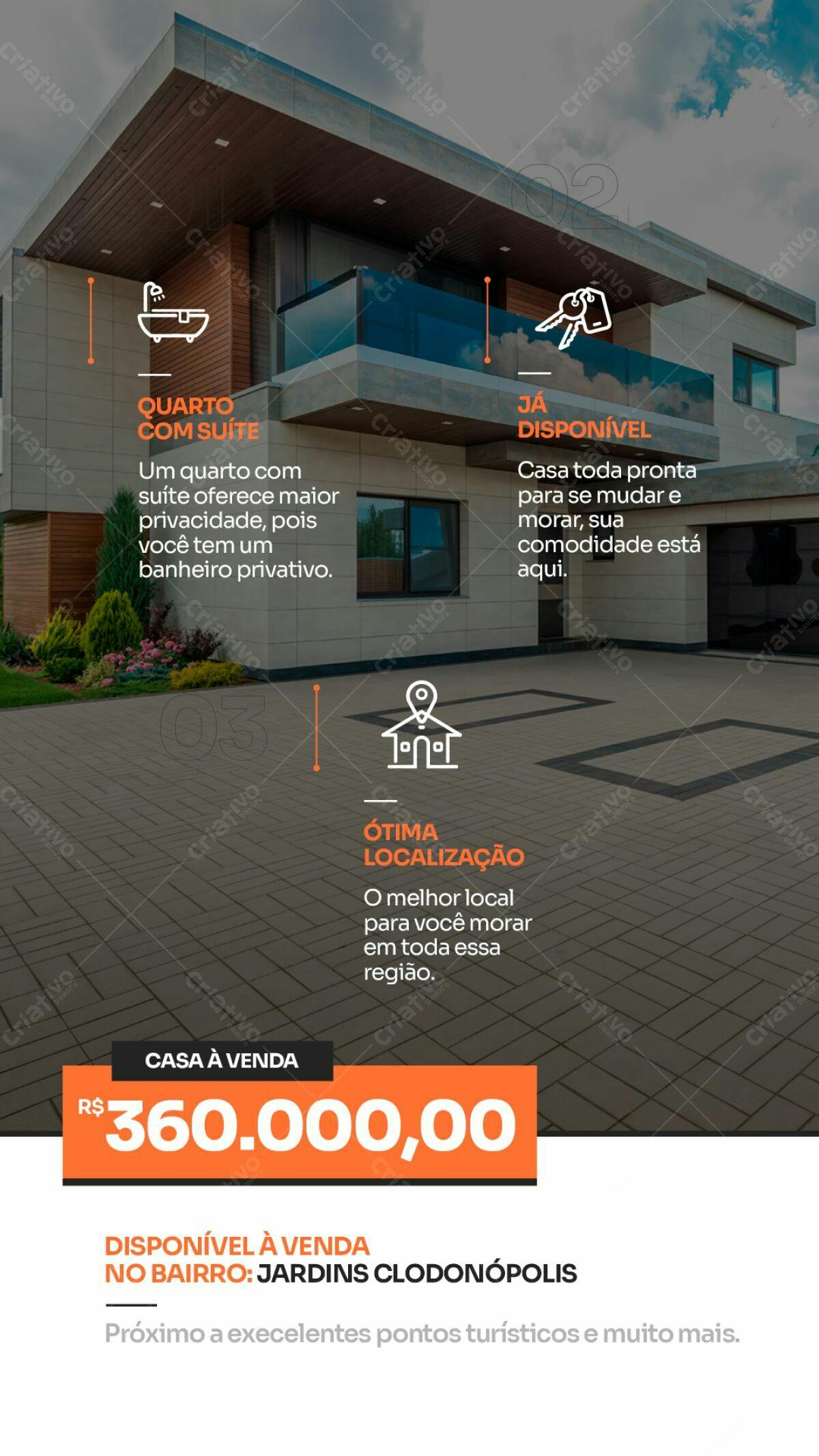 Flyer Imóvel para Venda de Casa em Clodonópolis PSD Editável