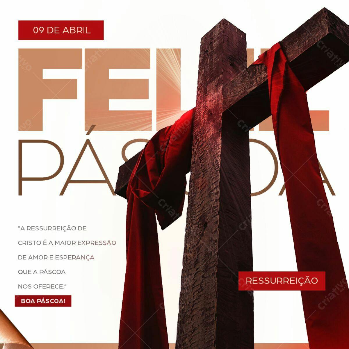 Flyer Páscoa Feliz Ressurreição PSD Editável