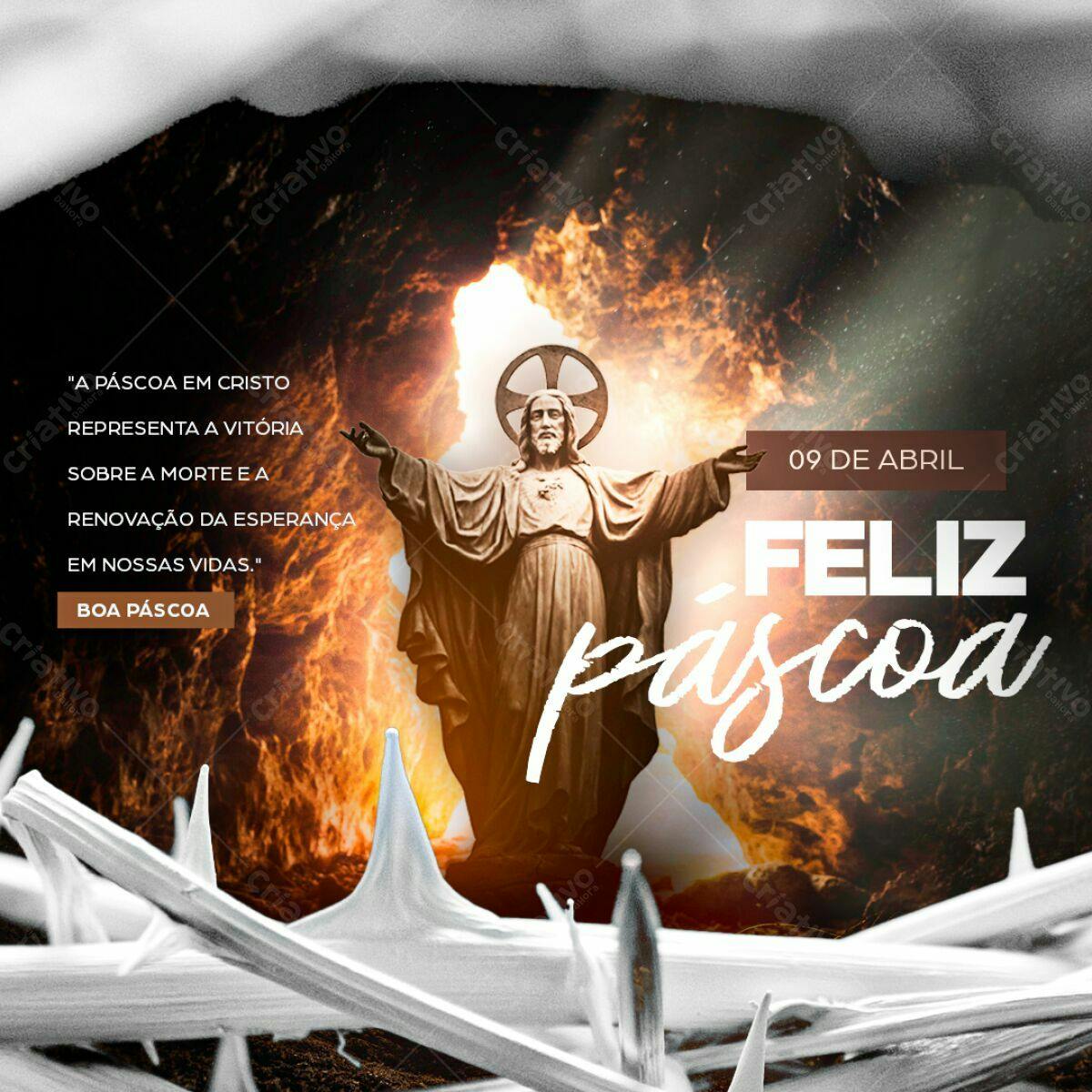 Postagem Páscoa Jesus Ressuscitado PSD Editável