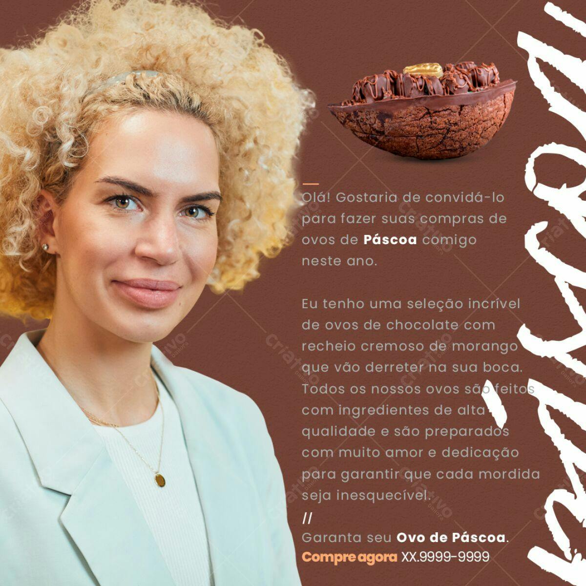 Flyer Páscoa Ovo de Chocolate PSD Editável
