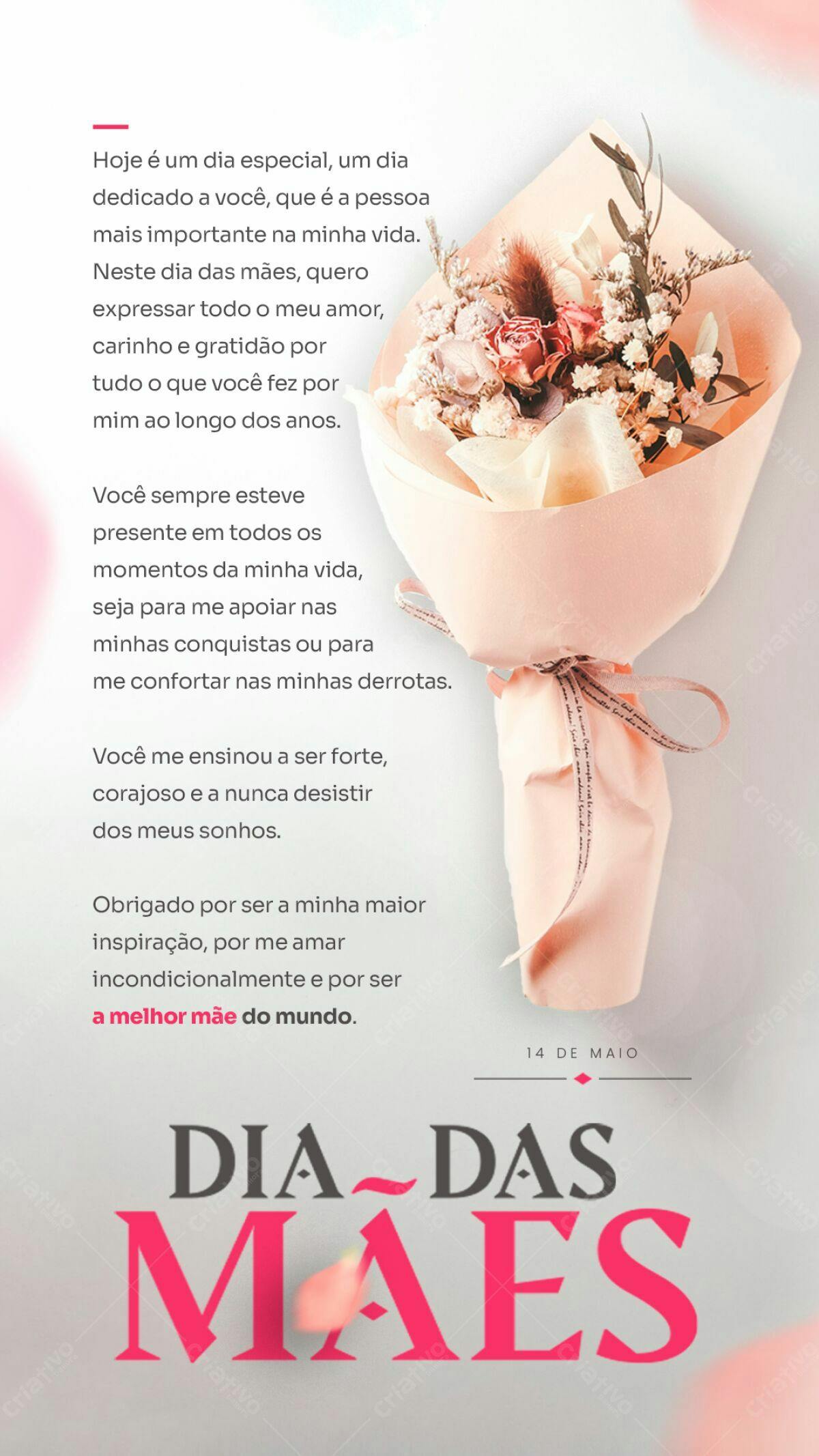 Flyer Dia das Mães com Flores PSD Editável