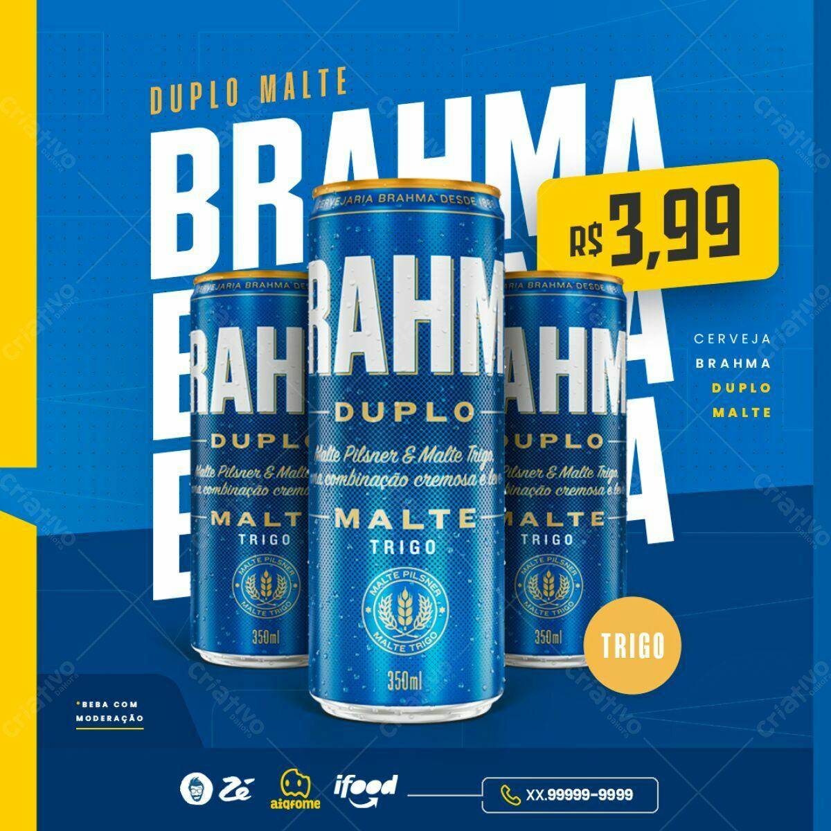Flyer Cerveja Brahma Duplo Malte PSD Editável