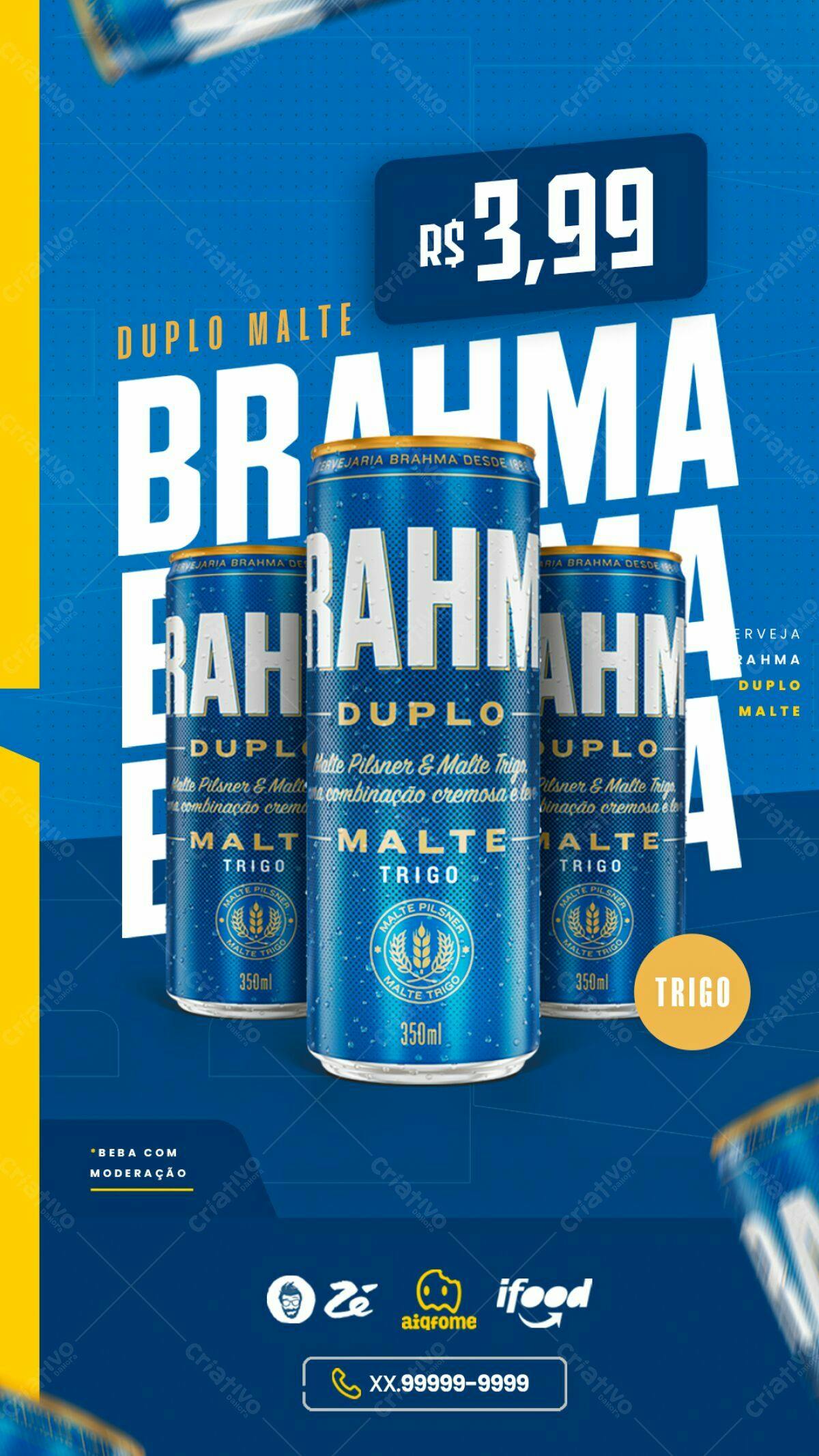 Flyer Cerveja Brahma Duplo Malte PSD Editável