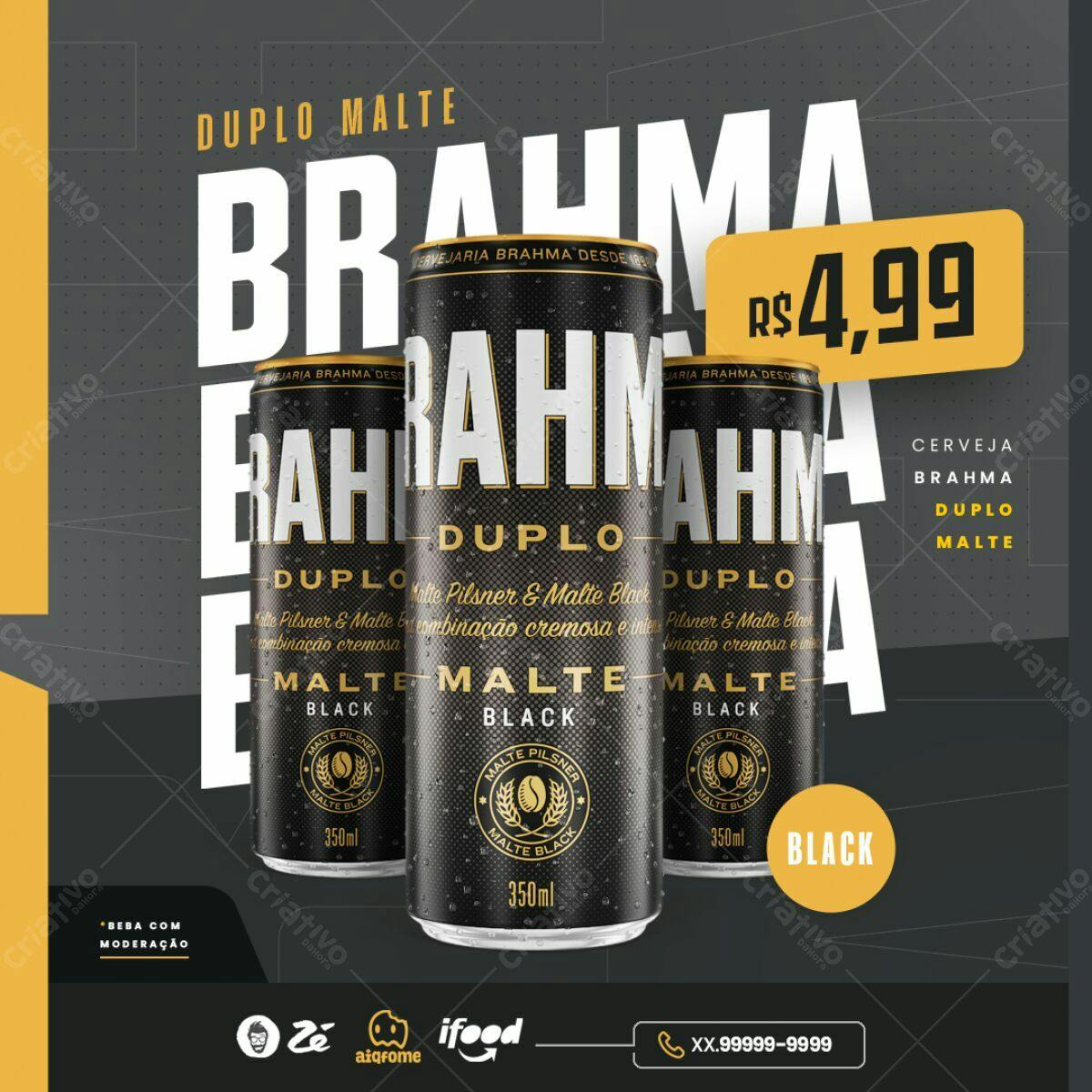 Flyer Cerveja Brahma Duplo Malte PSD Editável