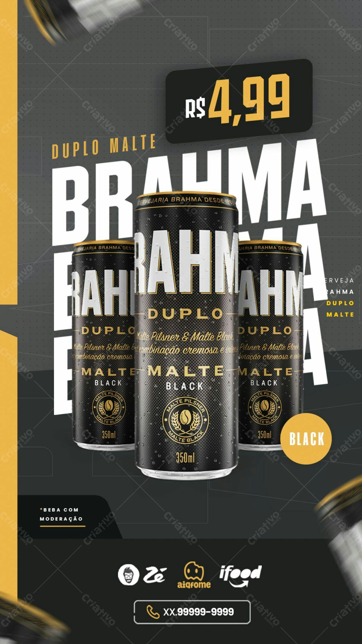 Flyer Cerveja Brahma Duplo Malte Black PSD Editável