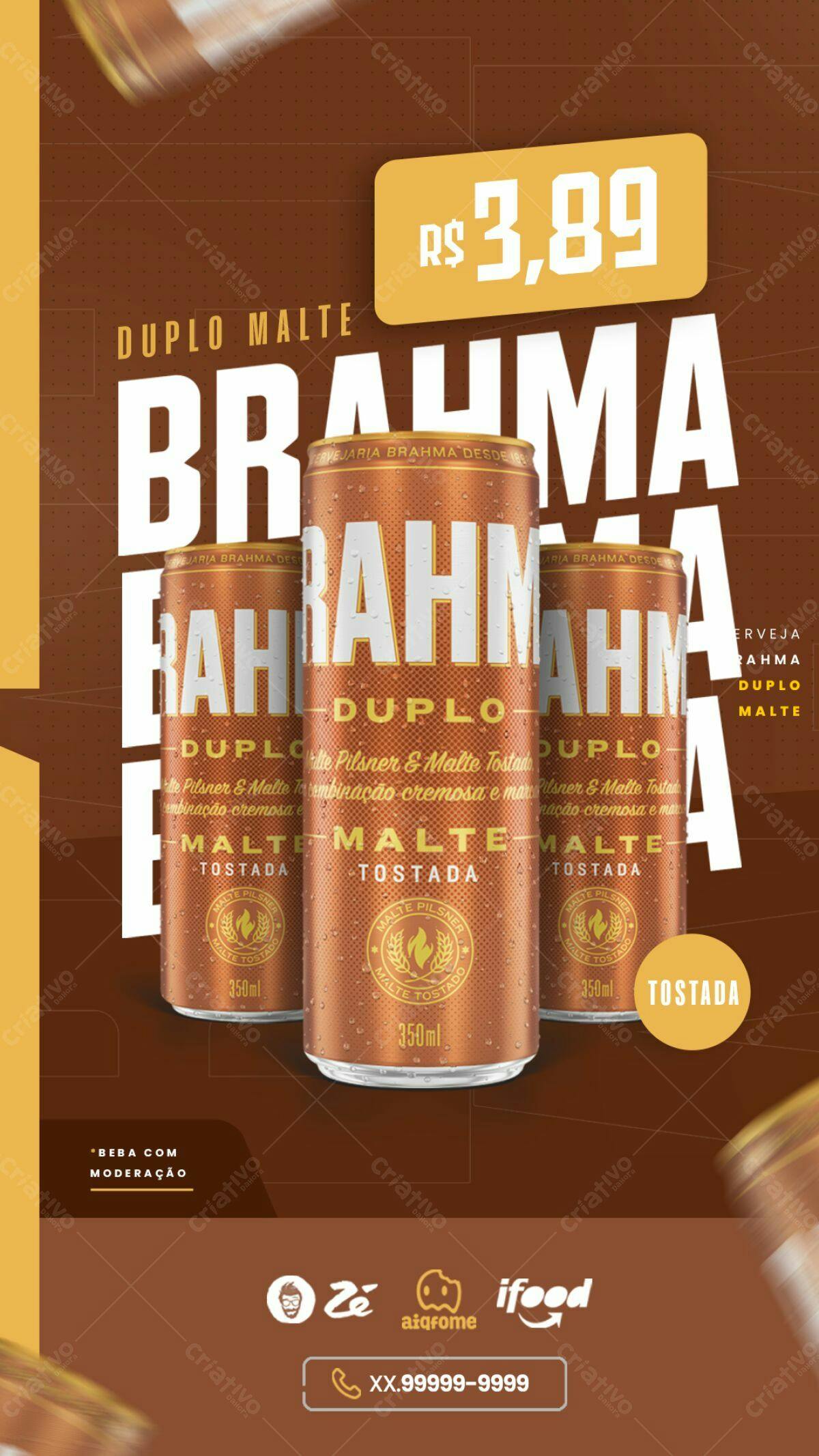 Flyer Cerveja Brahma Duplo Malte PSD Editável